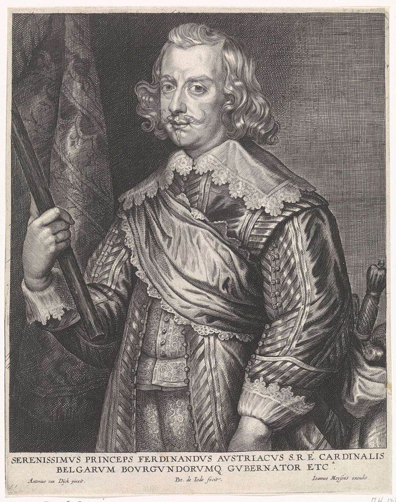 Grabado de Pieter de Jode que muestra a un hombre en contemplación, iluminado suavemente.