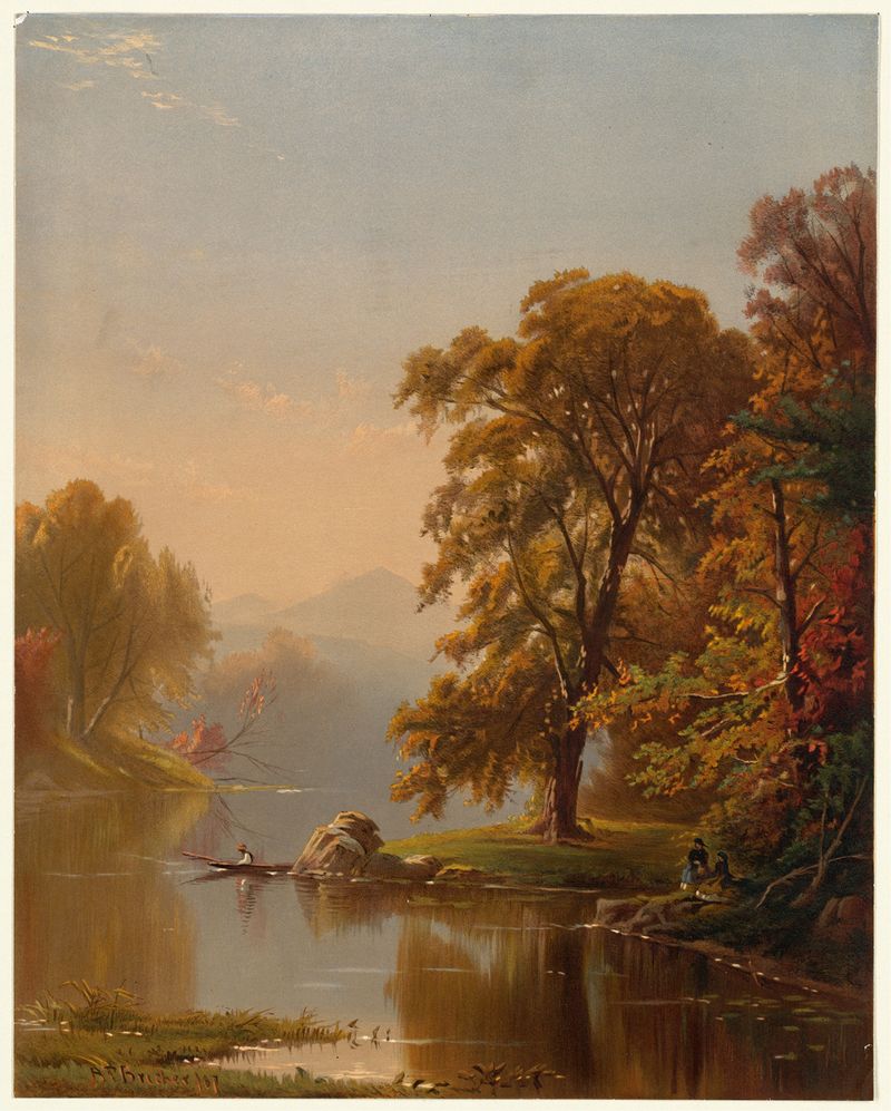 Autumn landscape with russet and gold leaves, oil on canvas by Alfred Thompson Bricher