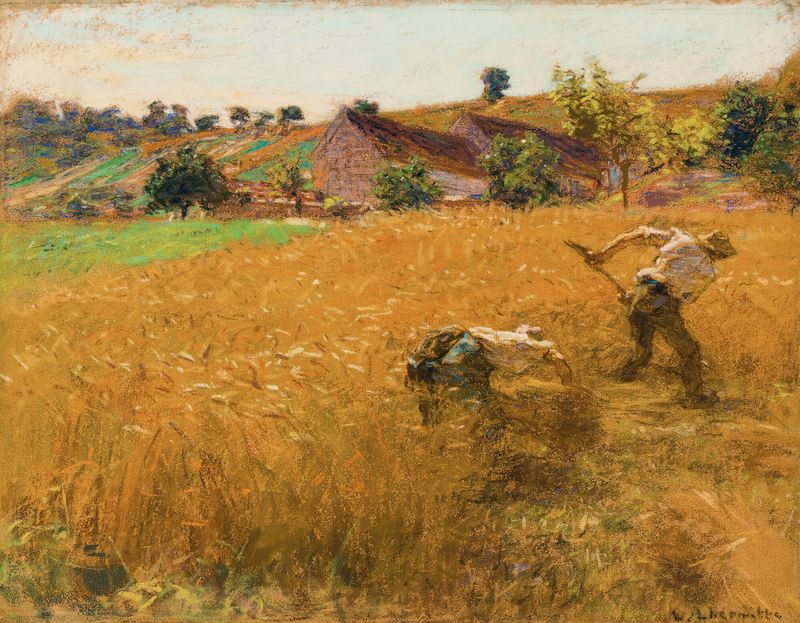 La Moisson by Léon Augustin Lhermitte, oil on canvas showing laborers harvesting grain.