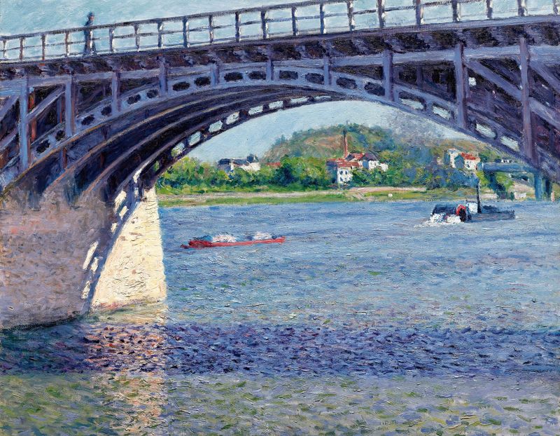 Le Pont D’argenteuil Et La Seine de Gustave Caillebotte, pintura al óleo que muestra un puente sobre el Sena.