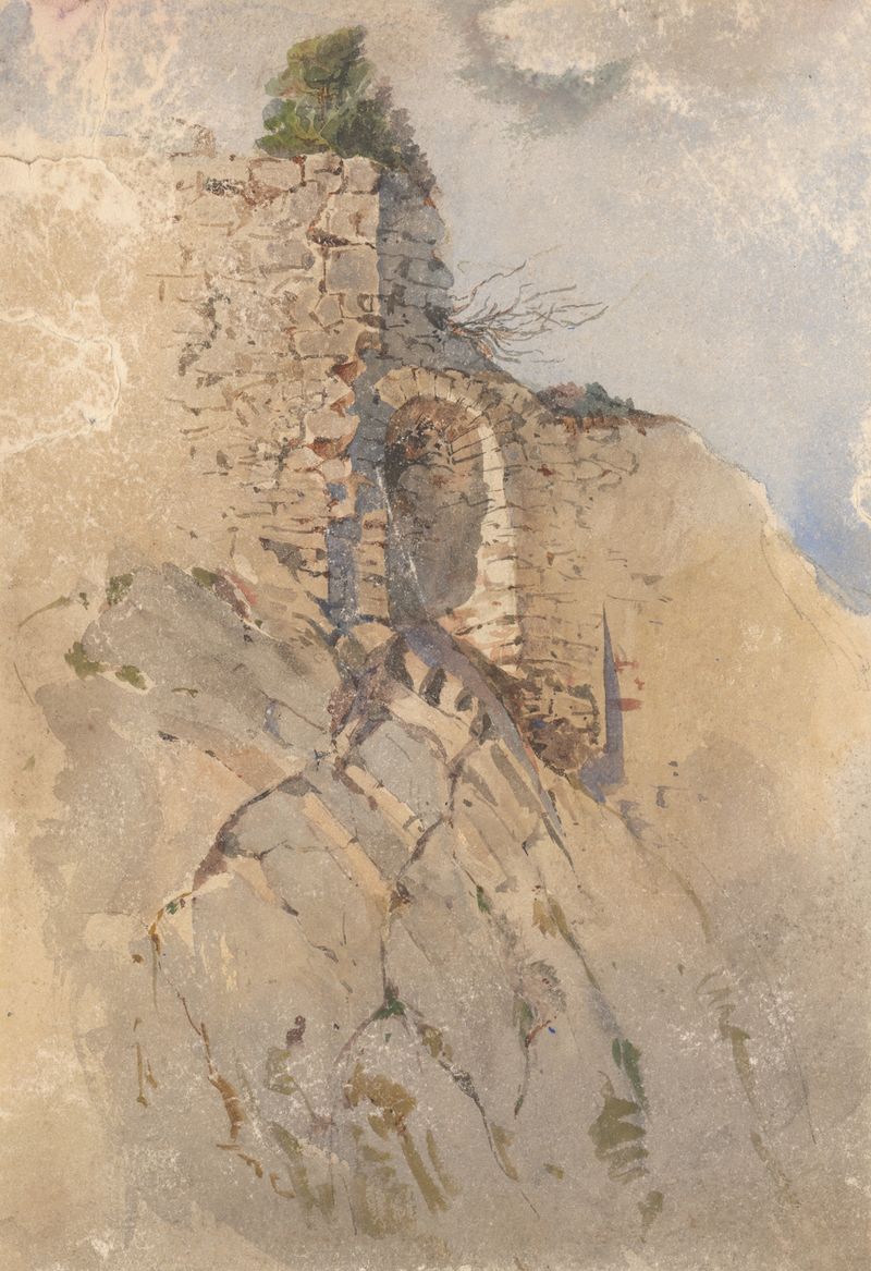 Ruinas de castillo en un paisaje de Ladislav Mednyánszky, pintura al óleo