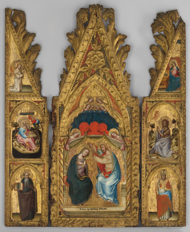 Coronación de la Virgen de Simone dei Crocefissi, temple y oro sobre panel