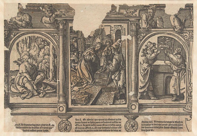 Cena religiosa com um pastor e uma criança, papel de Jacob Cornelisz van Oostsanen