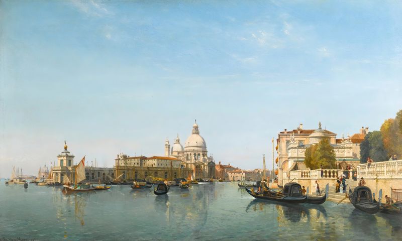 The Punta Della Dogana And Grand Canal, Venice by Jean-Baptiste van Moer, oil painting