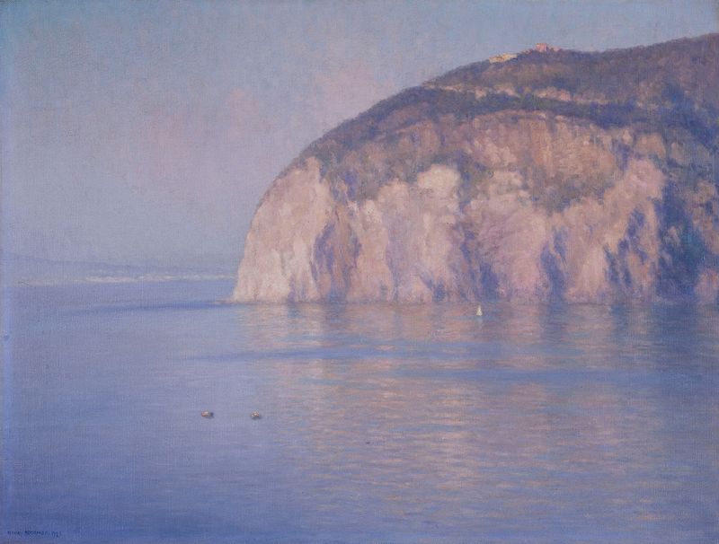 Composição abstrata com cores douradas e pastéis de Henry Brokman, 1921