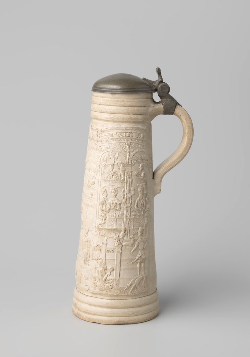 Tankard with scenes from the life of Lazarus, metalwork by Anno Knütgen