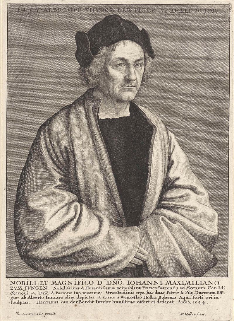 Portret van Albrecht Dürer I de Wenceslaus Hollar, gravura