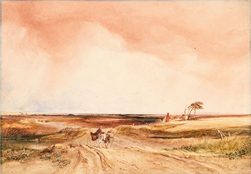 The Wash of Cumberland by Copley Fielding, oil painting of a tranquil lakeshore with gentle waves.