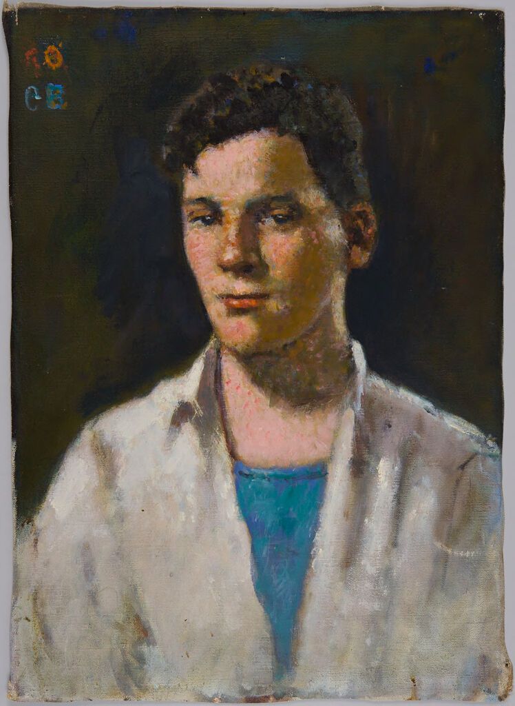 Retrato de um jovem com chapéu de pele, pintura a óleo de Denman Waldo Ross