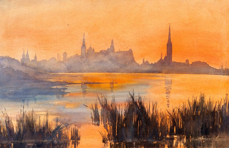 Tallinna vaade by Lilly Walther, impressionism, landscape with muted colors