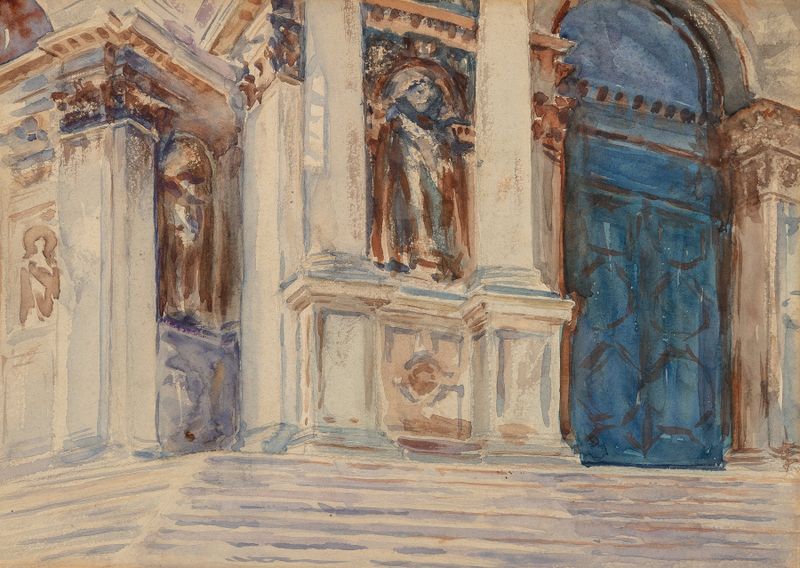Pintura al óleo de Santa Maria della Salute de John Singer Sargent mostrando luz en cúpulas y agua