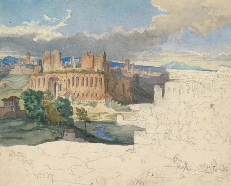 The Ruins of the Imperial Palaces in Rome, oil on canvas by Carl Rottmann