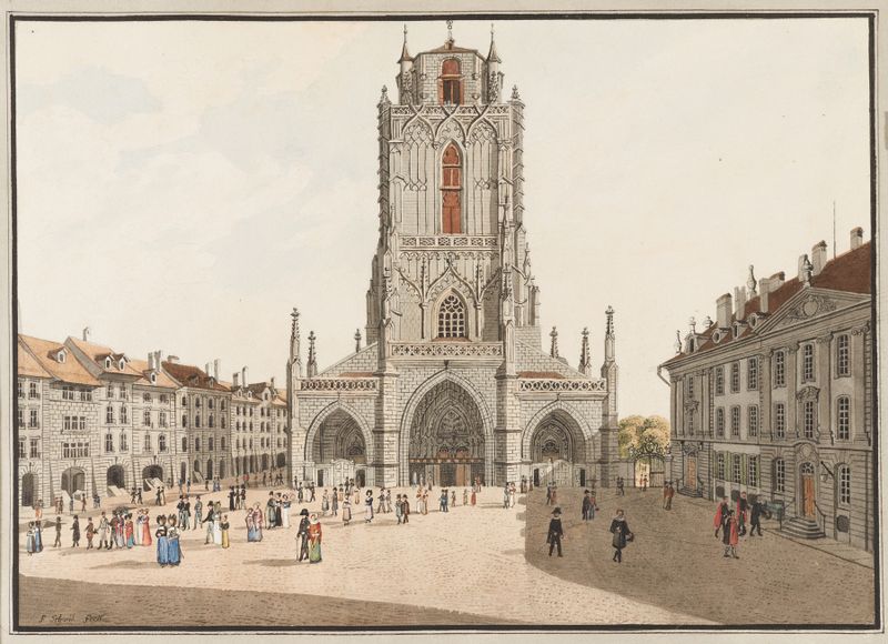 L’église Cathedrale à Berne de Franz Schmid, modernismo, representando una catedral con torres