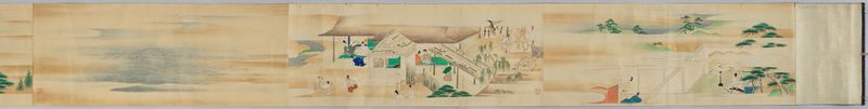 Ukiyo-e de Tosa Mitsusada con una mujer en kimono, medio de plata.