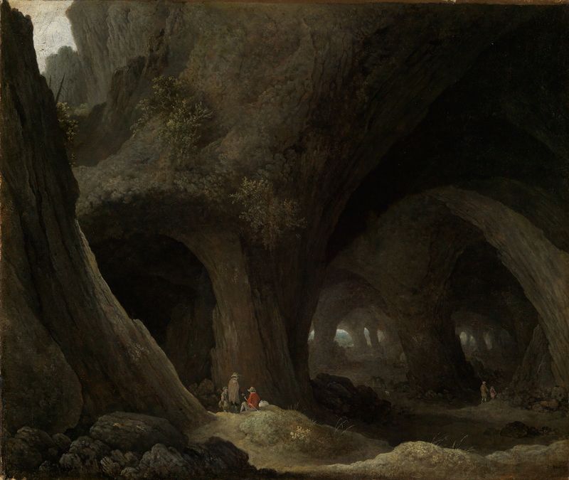 Felsenhöhle mit rastenden Hirten, oil on canvas by Guillam Dubois