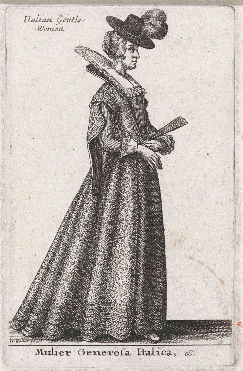Retrato de uma mulher gentil, gravura de Wenceslaus Hollar