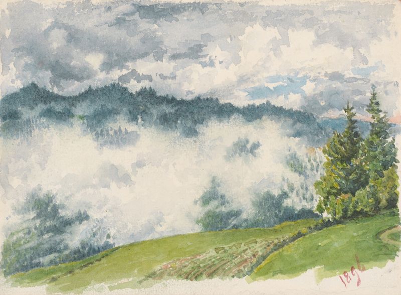 Mountain landscape in mist, oil on canvas by Friedrich Carl von Scheidlin