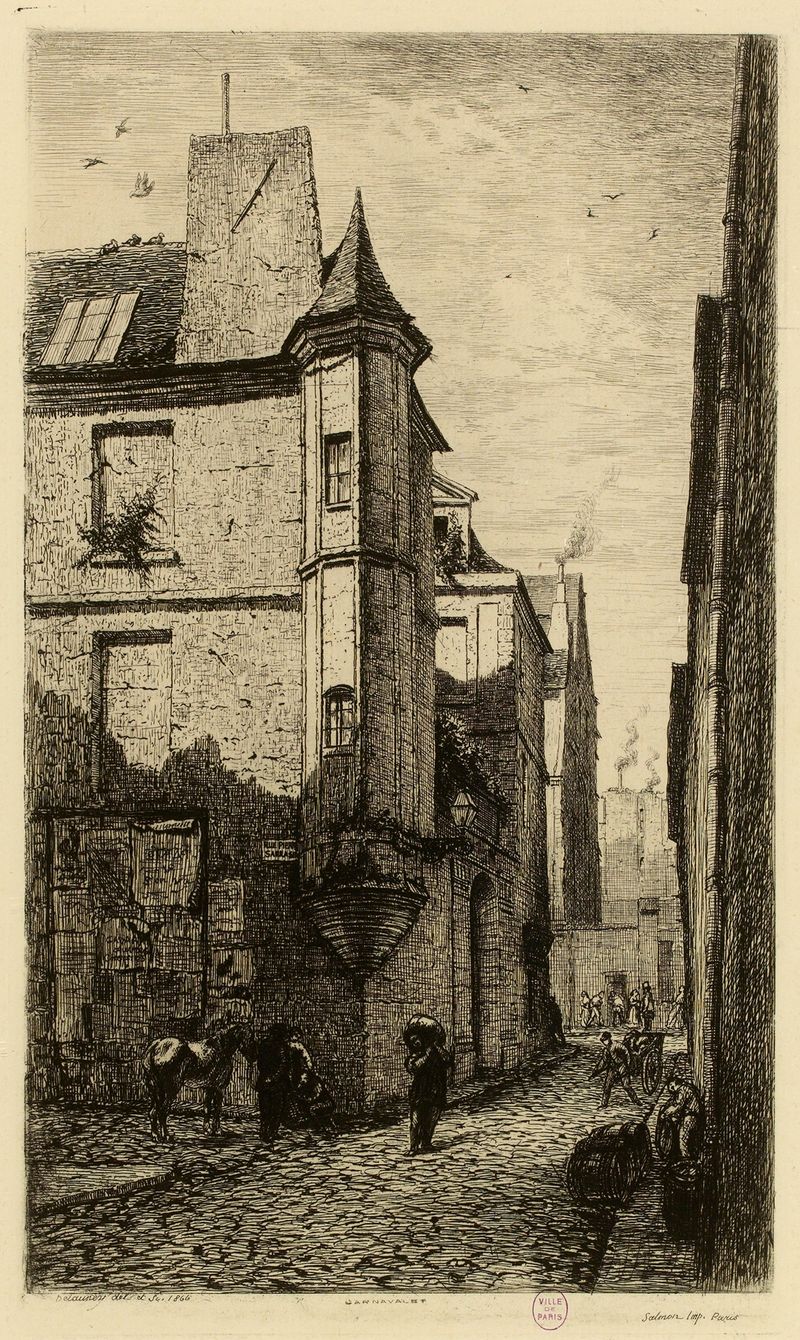 Architecture scene featuring buildings, oil painting by Alfred Alexandre Delauney