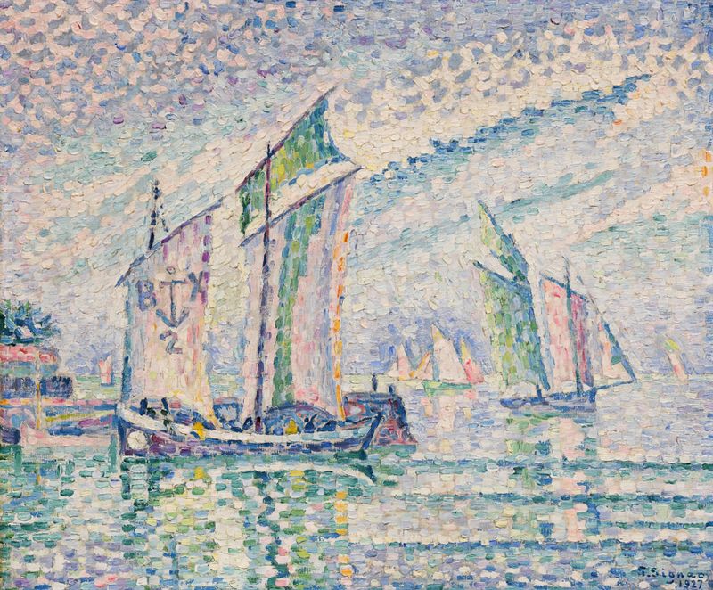Le Chenal de la Rochelle by Paul Signac, pointillism, marine scene