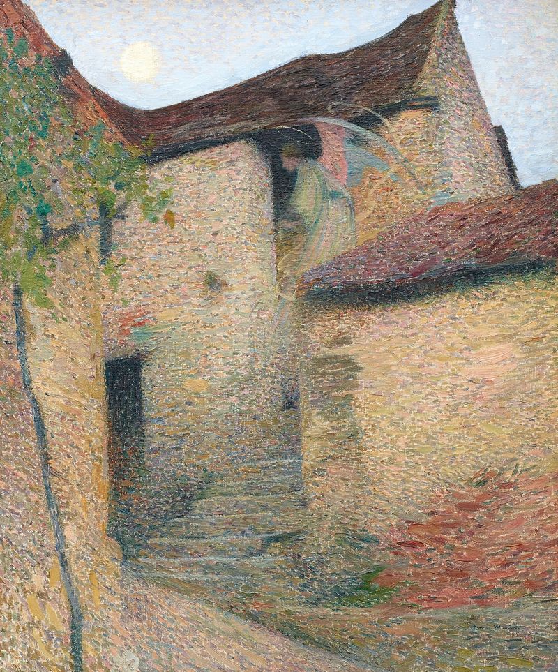 Pintura figurativa en óleo de Henri Martin con una figura central en suave luz y sombra.