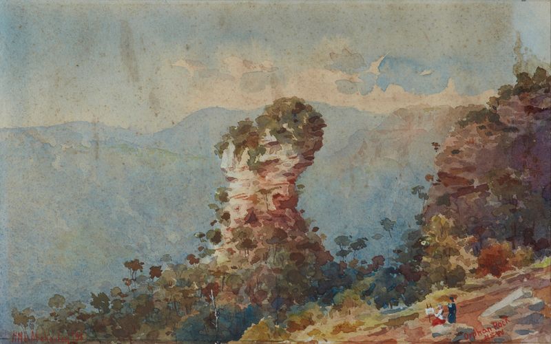 Orphan Rock, Katoomba, Blue Mountains de Henry Atcherley, óleo sobre lienzo