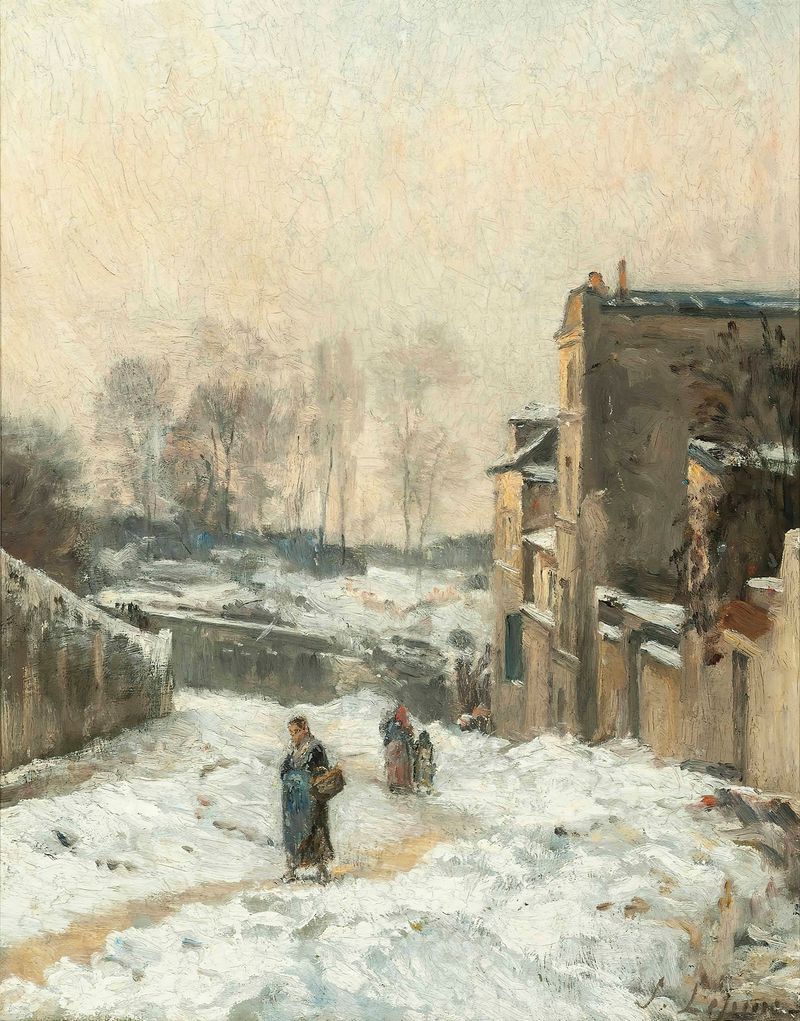 Cena de inverno em Montmartre, óleo sobre tela de Stanislas Lépine