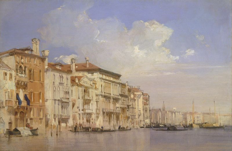 Grand Canal, Venice by Richard Parkes Bonington, oil on canvas depicting water and architecture.