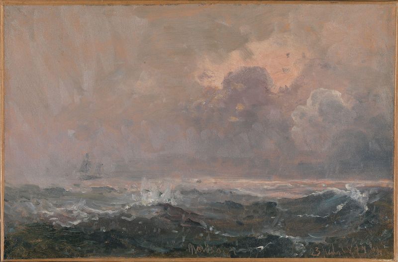 Olas turbulentas en una escena marina de Carl Frederik Sørensen, pintura al óleo