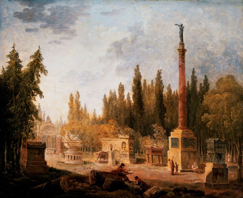 Landscape with a garden and ruins, oil painting by Hubert Robert