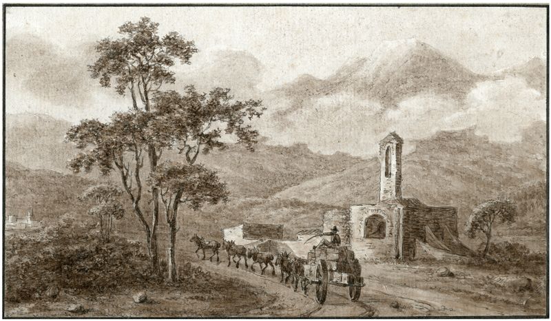 Landscape with a church in the countryside by Otto Howen, oil painting