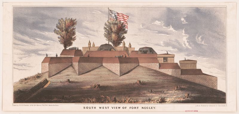 Lithograph by Gibson & Co. depicting Fort Negley, 1864