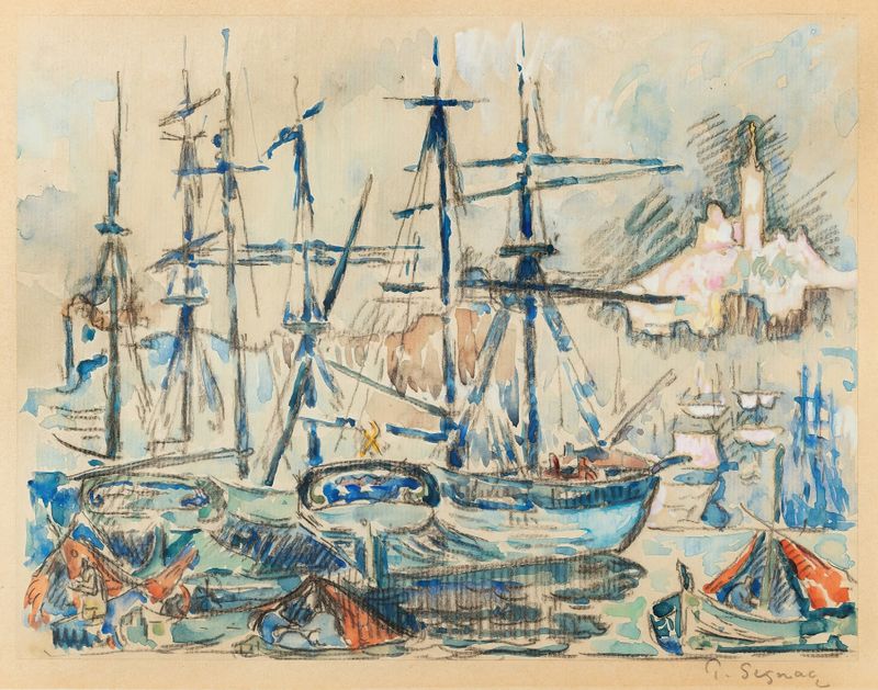 Marseille de Paul Signac, óleo sobre tela que retrata ondas vibrantes e luz