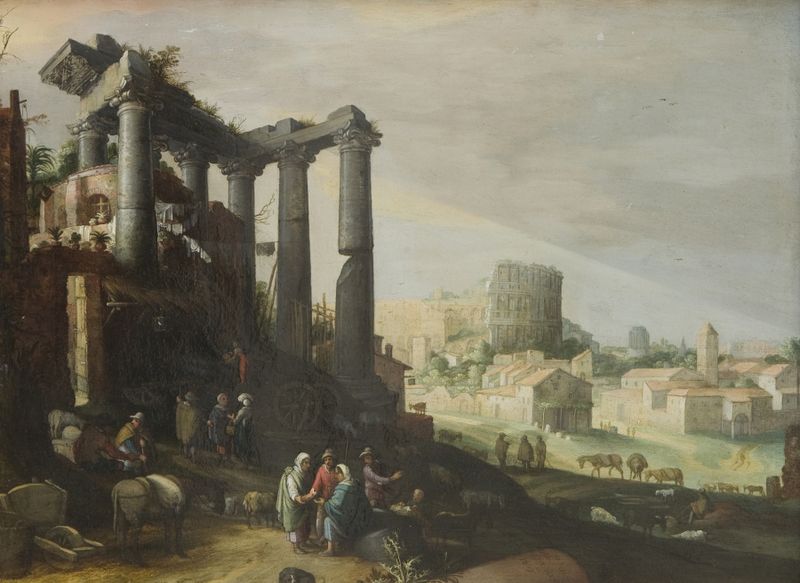 Landscape with a View of Campo Vaccino in Rome, oil on canvas by Willem van Nieulandt the younger