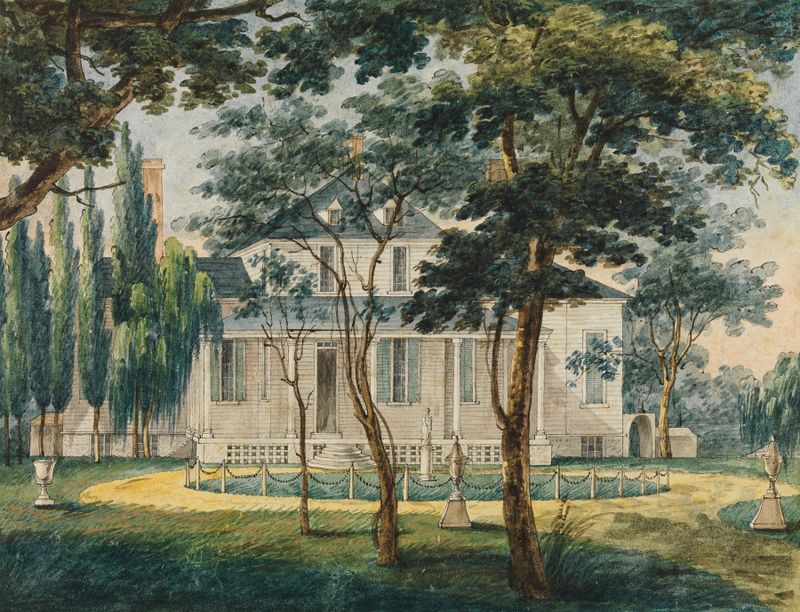Una casa de campo bajo un cielo tormentoso, óleo de Pavel Petrovich Svinin