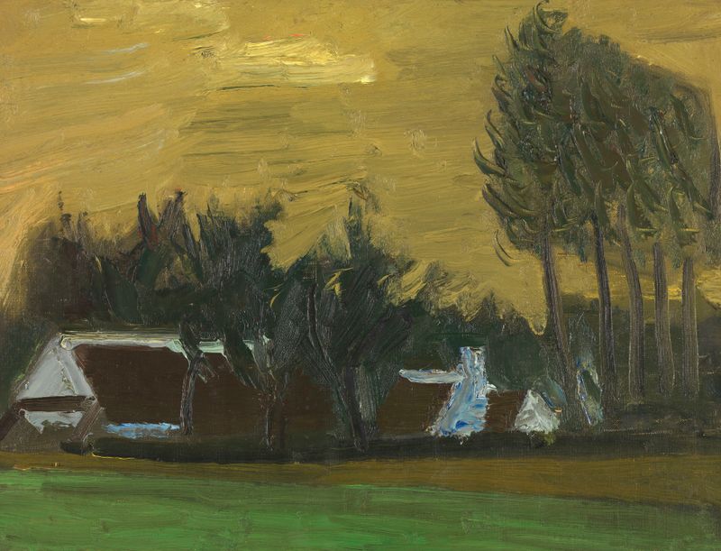 Paisagem com Pópulos Italianos Pretos, óleo sobre tela de Gustave De Smet