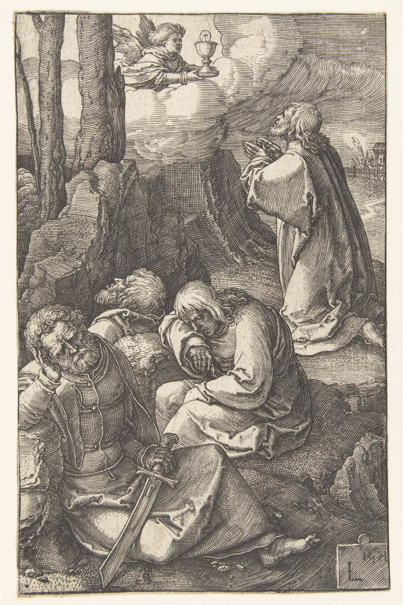 Gravura de Lucas van Leyden retratando Cristo no jardim do Getsêmani