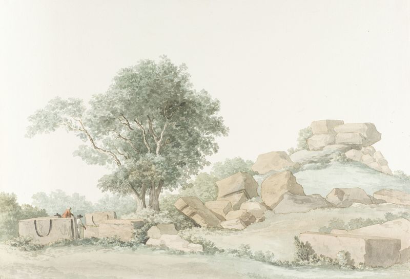 Ruinas del Templo de Zeus, acuarela sobre papel de Abraham-Louis-Rodolphe Ducros