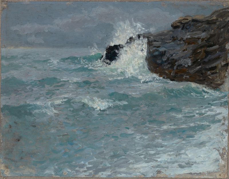 Marine scene with gentle waves in soft hues, oil painting by Franz Xaver Hoch