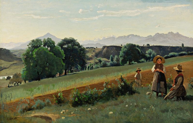 Paisagem de Mornex (Haute-Savoie) por Jean-Baptiste-Camille Corot, óleo sobre tela