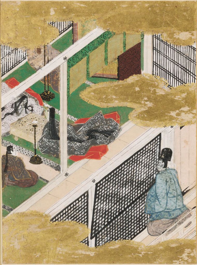 Cicada shell by Tosa Mitsunobu, gold medium, depicting nature and memory.