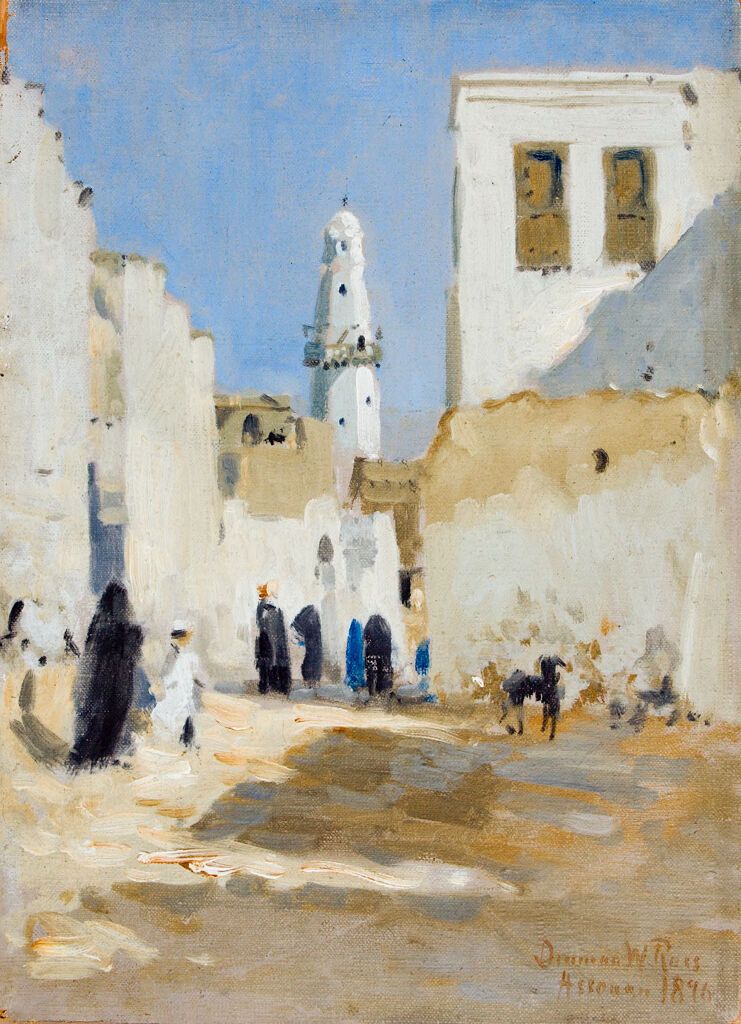 Paisaje de Assouan, Egipto, óleo sobre tabla de Denman Waldo Ross