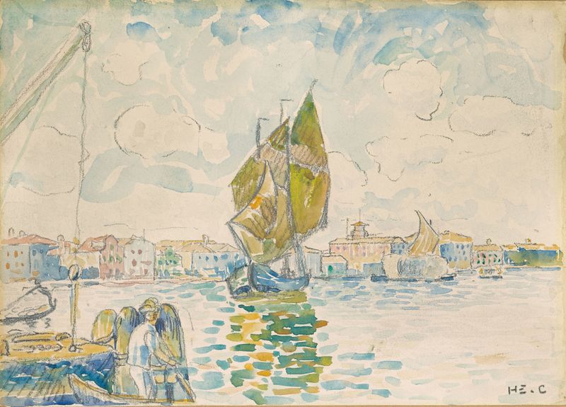 Veleiro no canal da Giudecca, óleo sobre tela de Henri-Edmond Cross