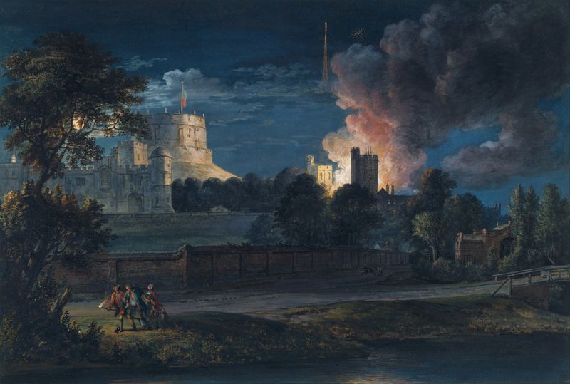 Windsor Castle ao crepúsculo, aquarela sobre papel de Paul Sandby