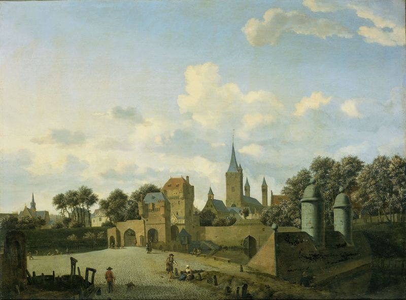 Óleo sobre tela de Jan van der Heyden representando a Igreja de São Severin em Colônia.