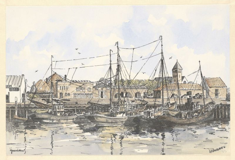 Marine scene of De haven van IJmuiden by Bob Brobbel, oil on canvas