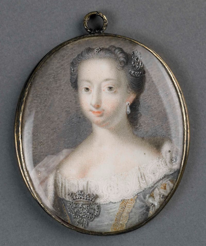 Retrato de Anna van Hannover por Gerrit Kamphuysen, meio de marfim