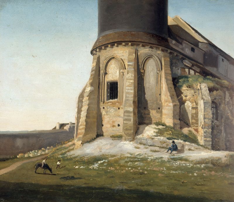 L’église de Montmartre, avec la tour du télégraphe Chappe by Etienne Bouhot, oil on canvas