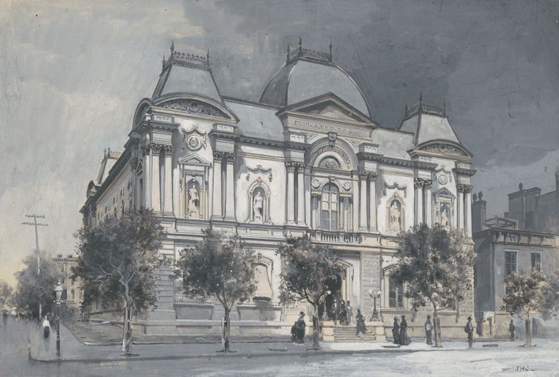 Arquitetura de The Old Corcoran Gallery of Art por John H. Cocks, pintura a óleo