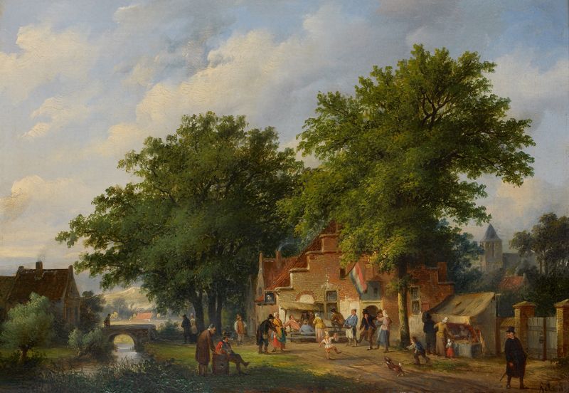 Escena de género que muestra figuras a la luz natural de Jan Jacob Fels, 1859