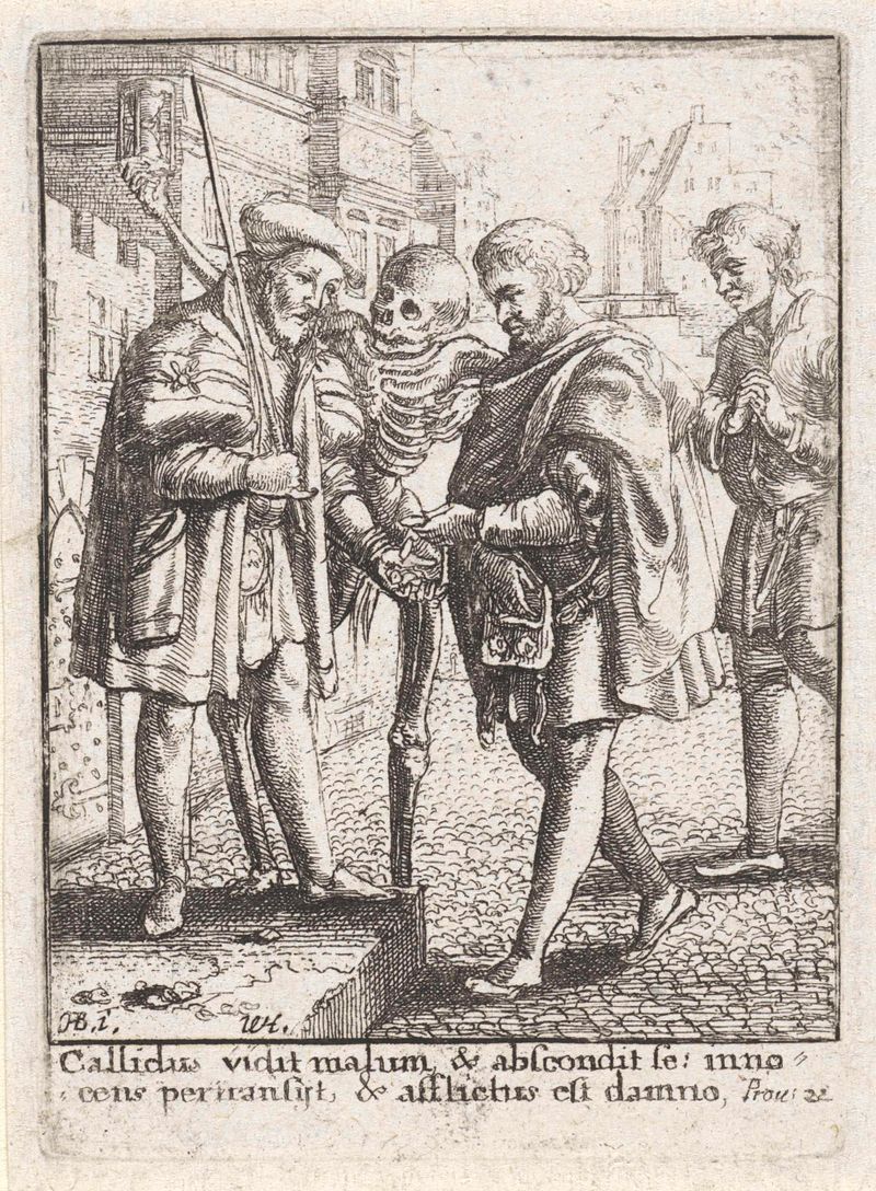 Gravura de Wenceslaus Hollar mostrando um advogado com a Morte.